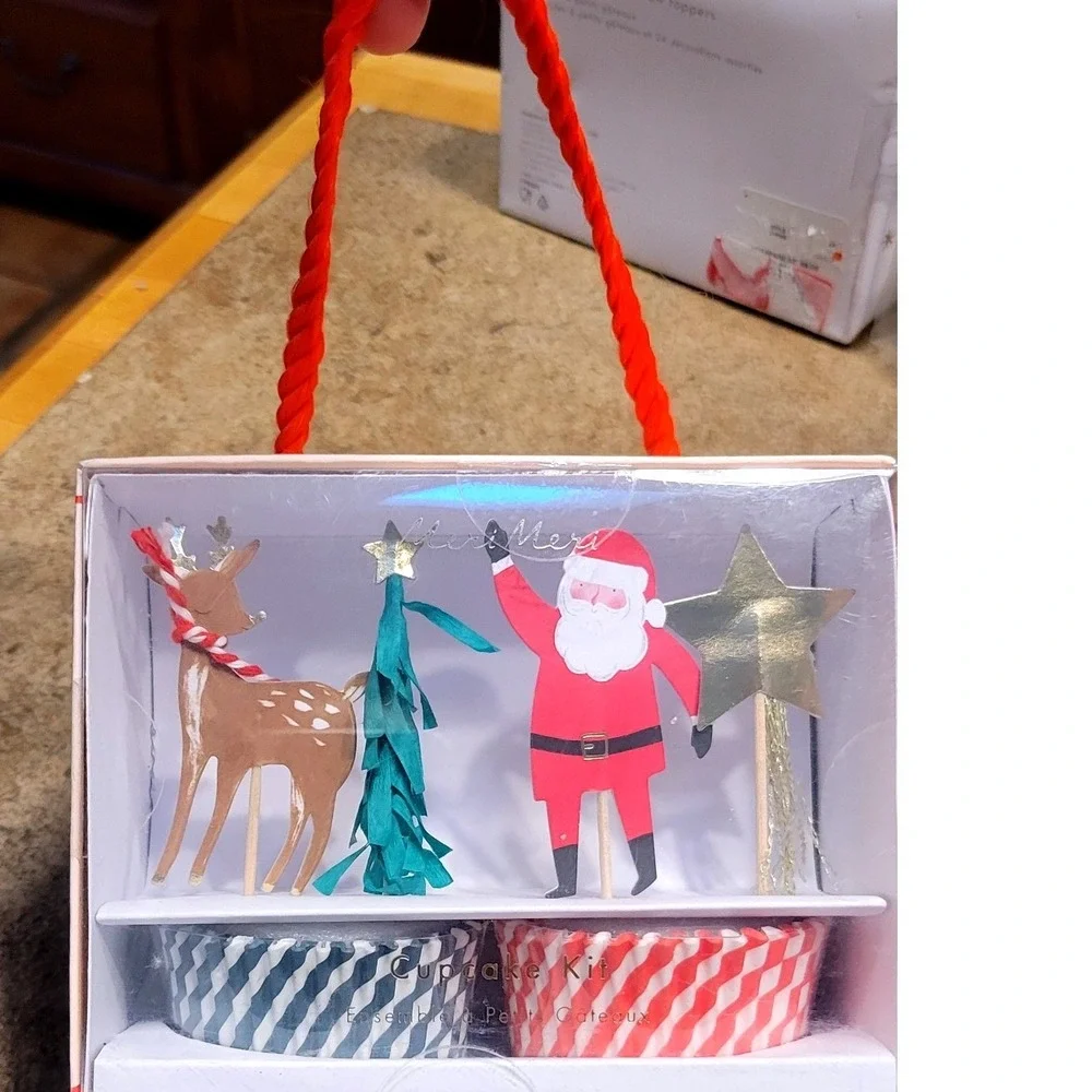NEW Christmas Santa Reindeer Tree Cupcake Cake Topper‎ Kit Baking Decorations